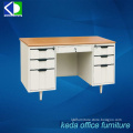 Wooden Top Office Table With Steel Cabinets And Legs
